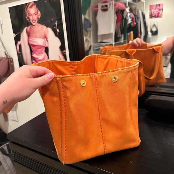 PRADA Medium Canapa Logo Tote in Orange - Picture 7 of 9